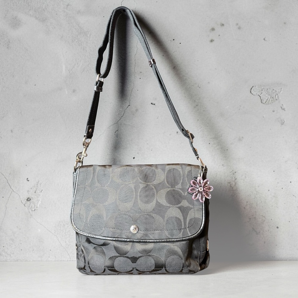 Coach Kyra Signature Black Jacquard Messenger Crossbody Bag F16553